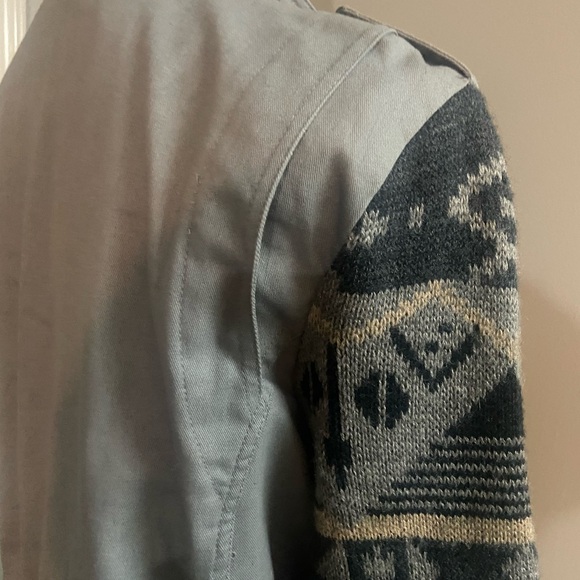 CoffeeShop Olive Green Utility Jacket with Knit Sleeves - Picture 5 of 16